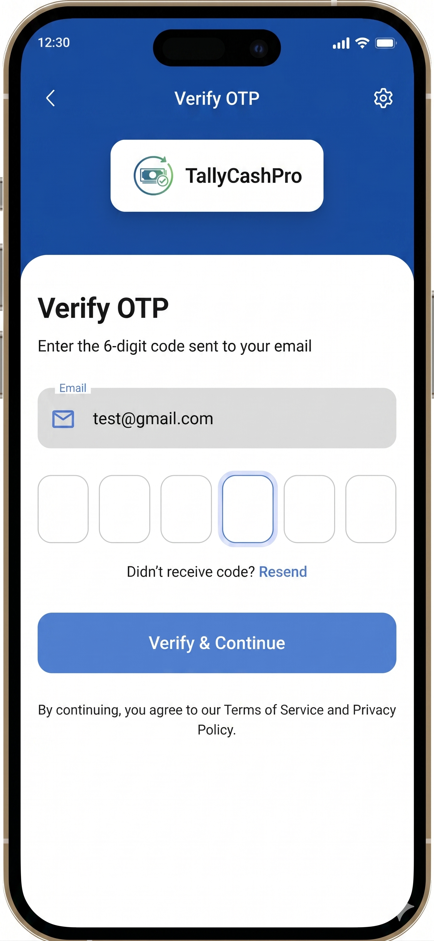 Verify OTP screen